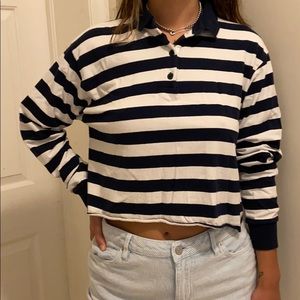 Brandy Melville navy and white stripe crop top